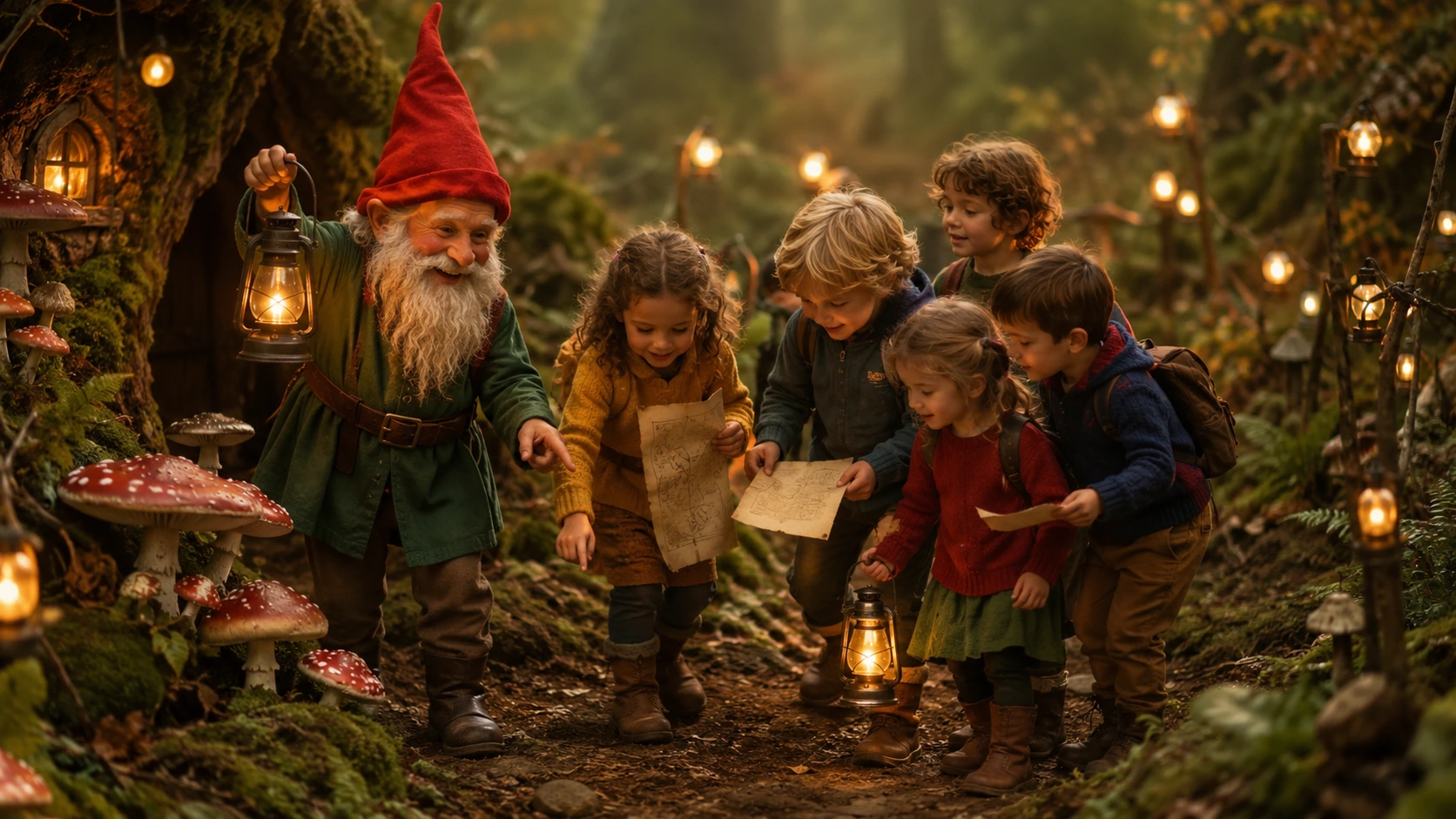 Kinderen volgen samen een beschikbare KabouterRoute
